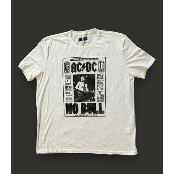 Lucky Brand AC/DC White Short Sleeve T-Shirt Rock 80s Metal Concert Tour XL NWOT - Picture 1 of 5
